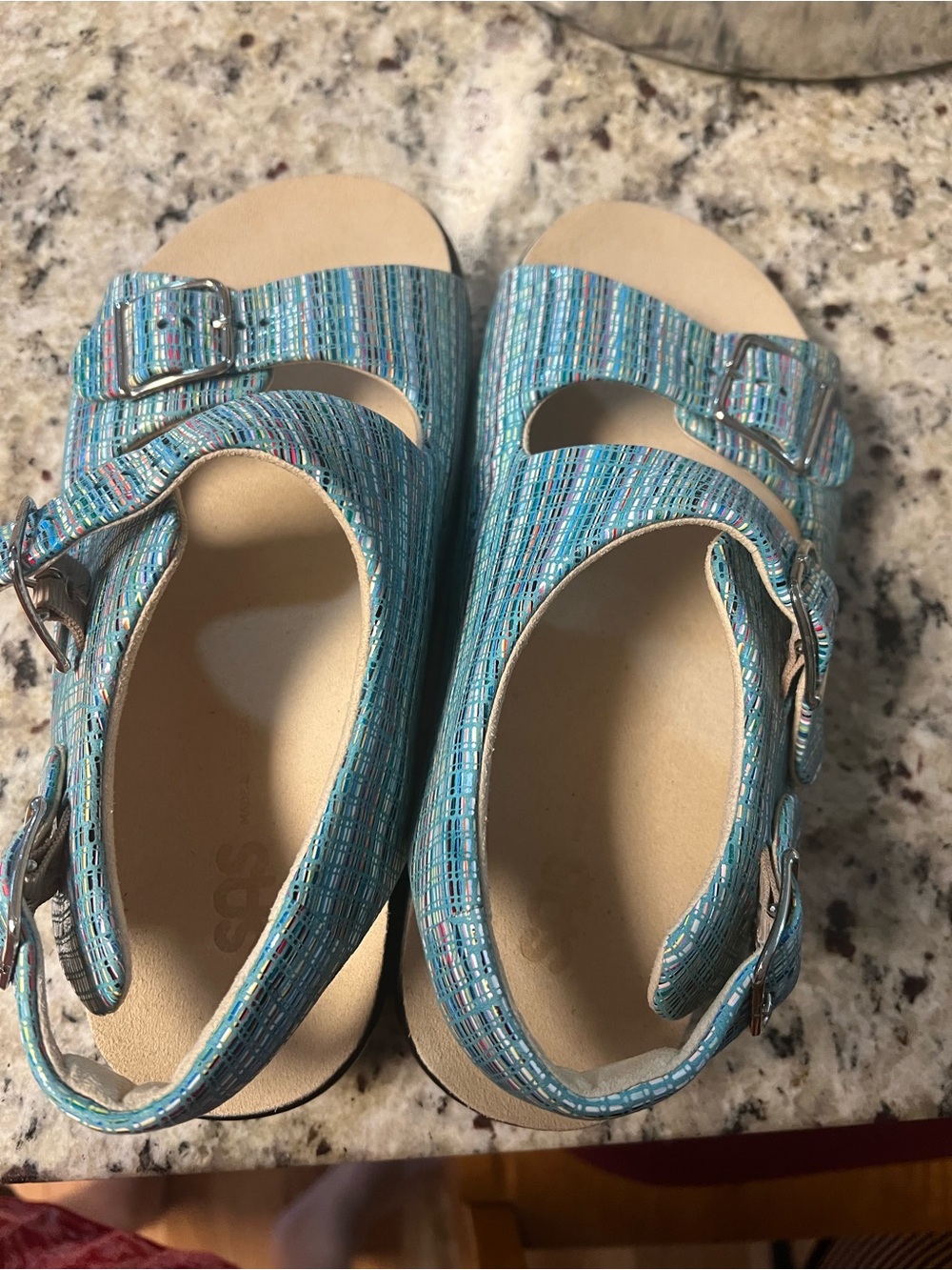 SAS Tripad Women’s Soft Rainbow Teal Comfort Sandals sz7.5 Wide like new